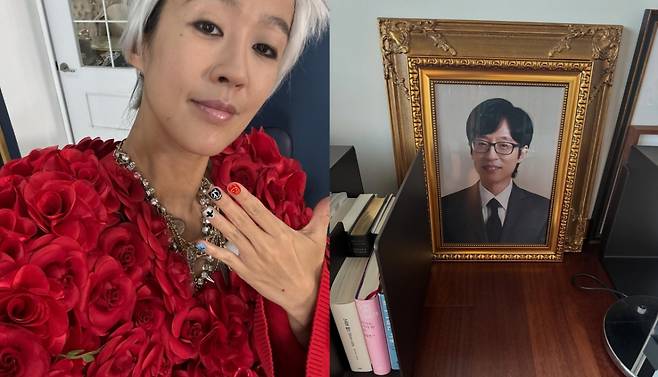 홍진경이 유재석 생일을 맞아 그의 사진을 액자에 담아 거실에 전시해 웃음을 안겼다. /사진=인스타그램 갈무리