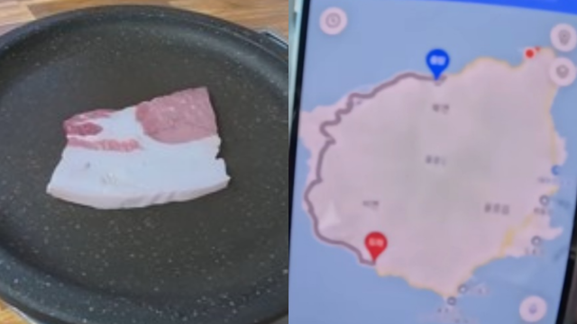 최근 울릉도에서 논란이 된 비계 많은 삼겹살(왼쪽)과 예상 요금의 2배 이상을 받은 택시기사 사례. 유튜브 캡쳐