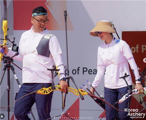 즐겁게 스페셜 매치에 임하는 리커브 양궁 국가대표 선수들 [대한양궁협회 인스타그램 캡처. 재판매 및 DB 금지]
