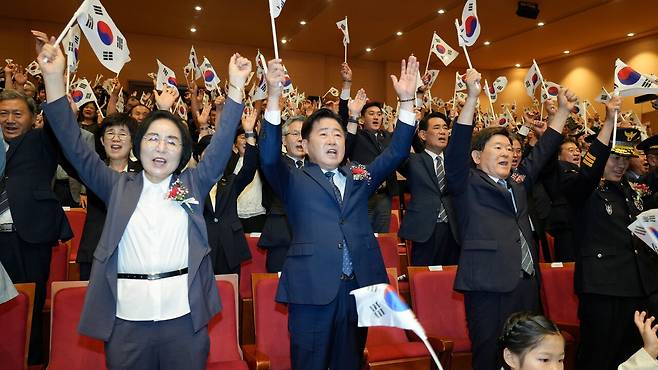 15일 제주아트센터에서 열린 제80주년 광복절 경축식. ⓒ제주의소리