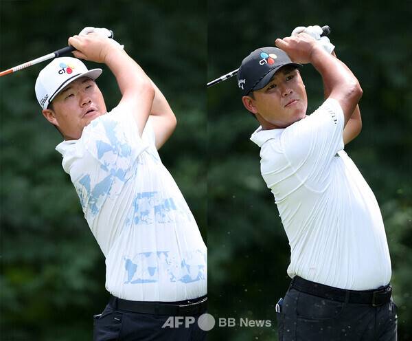 2025년 미국프로골프(PGA) 투어 플레이오프 2차전 BMW 챔피언십에 출전한 임성재, 김시우 프로가 1라운드에서 경기하는 모습이다. 사진제공=ⓒAFPBBNews = News1 (사진을 무단으로 사용하지 마십시오.)