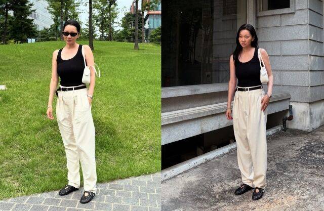 "머리 묶느냐, 푸느냐' 모델 겸 배우 장윤주가 머리 모양을 두고 고민하고 있다. /장윤주 소셜미디어