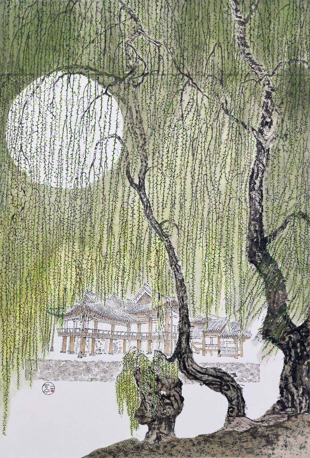 박대성 유류 2024 Ink and color on paper 192 x 130 cm 사진=리안갤러리 대구 제공 *재판매 및 DB 금지