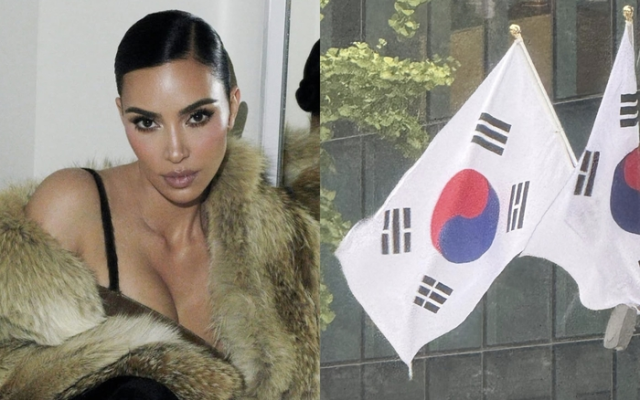 모델 겸 사업가 킴 카다시안과 그가 올린 태극기 사진. 킴 카다시안 SNS
