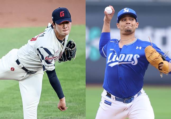 롯데 이민석(왼쪽)과 삼성 헤르손 가라비토. /사진=각 구단 제공