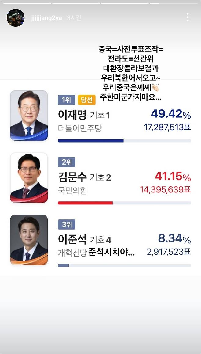 장채환이 자신의 SNS에 올린 극우 성향 게시물. (장채환 인스타그램 캡처)