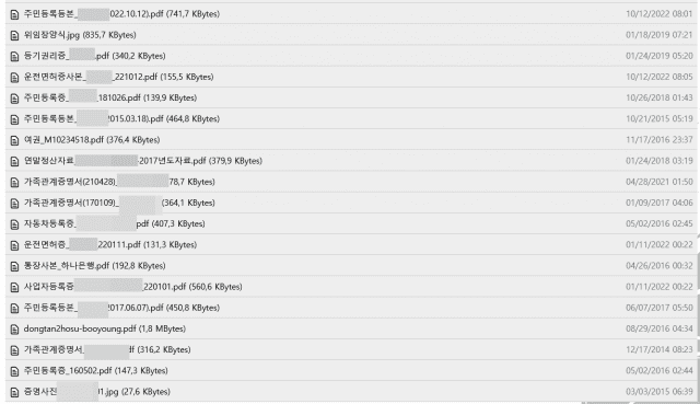 언더그라운드가 공개한 직원 개인정보로 보이는 파일 목록.(사진=언더그라운드 다크웹 사이트 캡처)