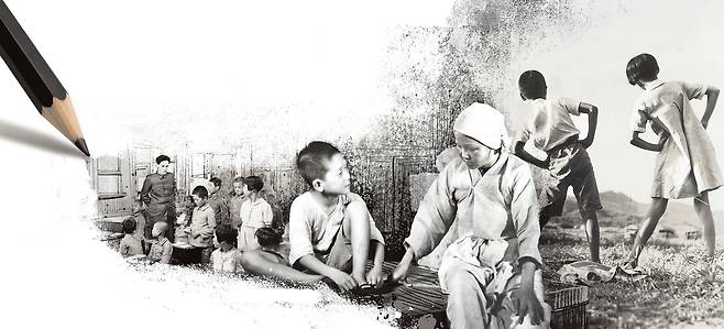 한국 최초의 아동 영화 '수업료'의 장면들. 제1회 조선총독상 글짓기 대회에서 학무국장상을 받은 우수영 어린이의 글이 원작이다. 일제는 친척에게 수업료를 꾸러 하루종일 걷는 소년의 의지가 식민지 교육 시스템에 동화된 조선인을 상징한다고 봤다. /한국영상자료원