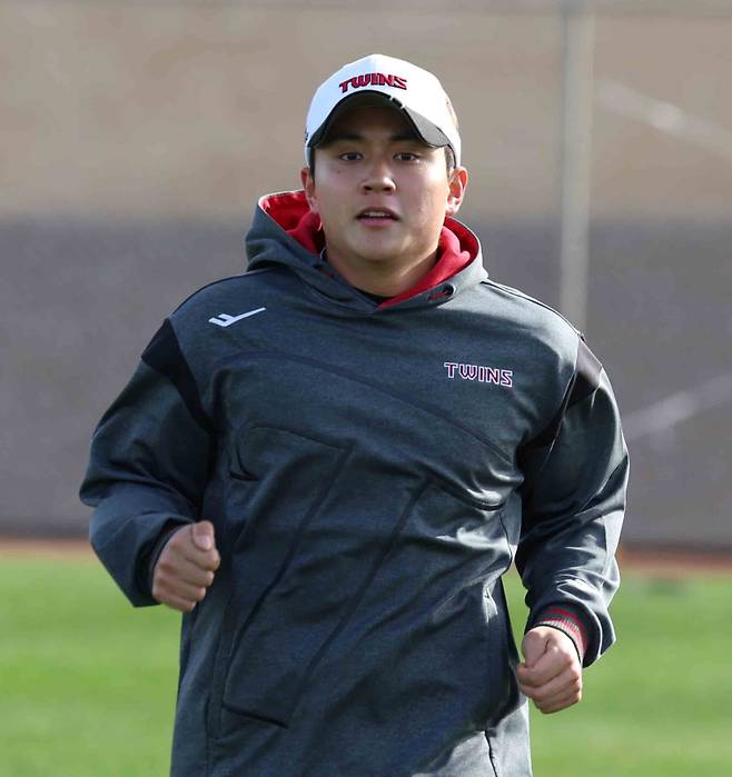 LG 최원영이 미국 애리조나 스프링캠프에서 훈련하고 있다. LG 제공