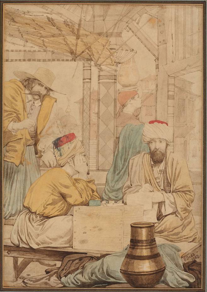 편지 쓰는 사람(1863). 그는 숨을 거둘 때까지 자신의 스케치북과 기억에 의지해 자신이 여행에서 본 것들을 계속 그렸다. /예일대 영국미술센터