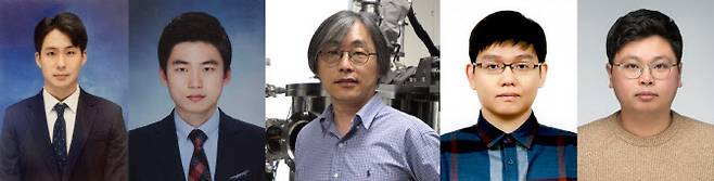 연구진의 증명사진.(왼쪽부터)최원영 KIST 학생연구원, 하재현 KIST 박사후연구원, 홍정일 DGIST 교수, 김경환 연세대 교수, 한동수 KIST 선임연구원.(사진=KIST)