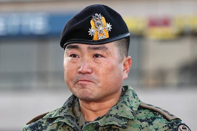 김현태 707특임단장. 지난해 12월 9일 기자회견 때 모습. 출처 : 연합뉴스