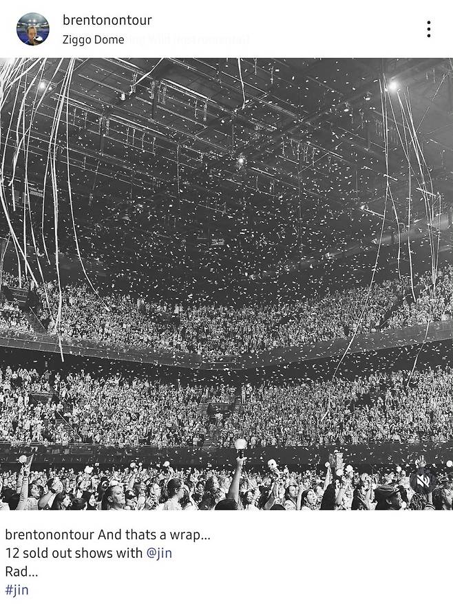 '월드투어 全공연 ALL매진' 방탄소년단 진에게 쏟아진 찬사