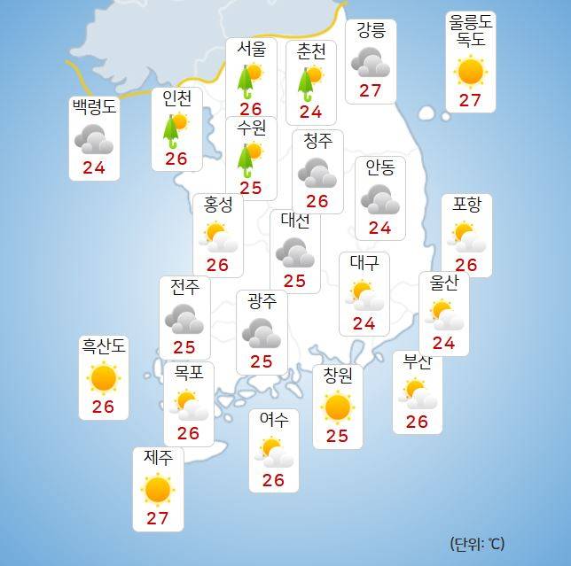ⓒ기상청: 내일(19일) 오전 날씨