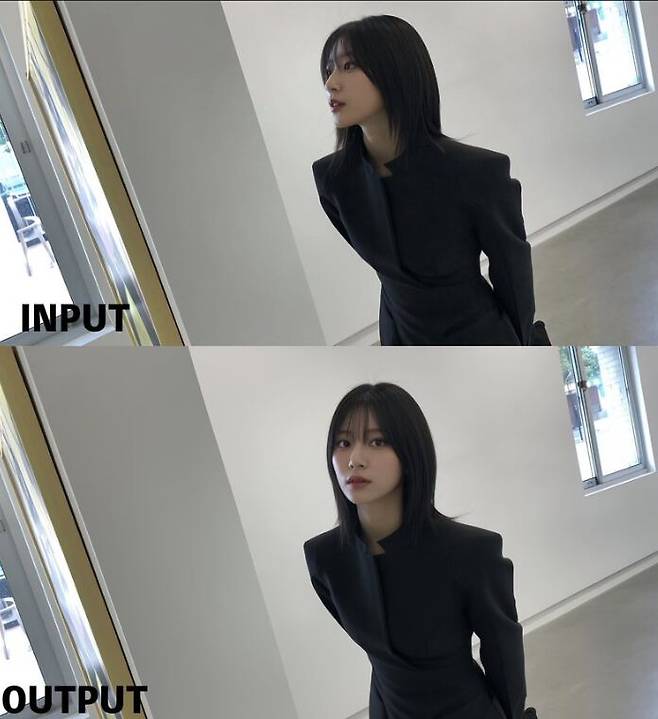 원본 사진(위), 나노 바나나로 정면을 보게 만든 사진(아래)./레딧 갈무리