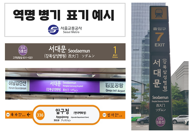 역명 병기 표기 예