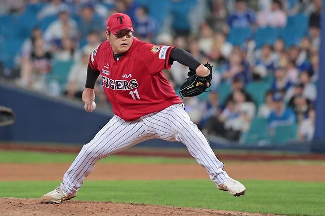 ▲ 올해 구단의 큰 기대치를 채우지 못한 채 고전하고 있는 조상우 ⓒKIA타이거즈