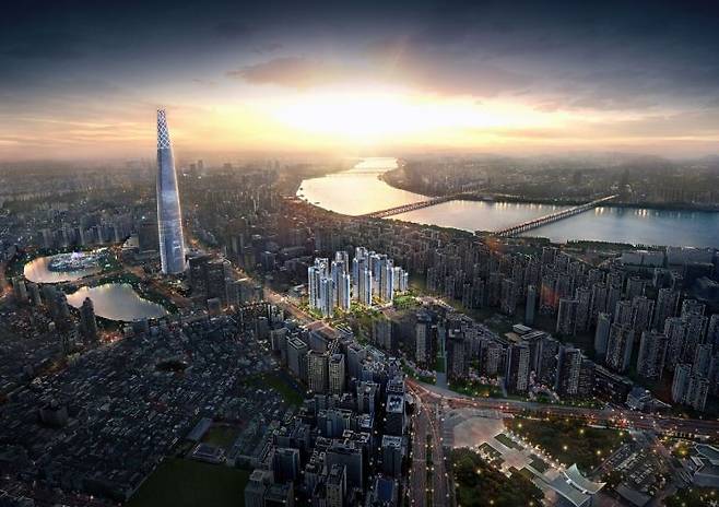 잠실 르엘 광역 조감도. 롯데건설 제공