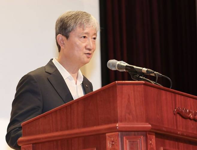 이찬진 금감원장이 14일 서울 여의도 금융감독원에서 열린  취임식에서 취임사를 하고 있다. 연합뉴스