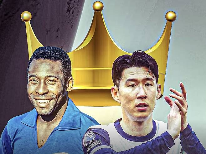 축구 황제 펠레와 손흥민. 사진=기브미스포츠 캡처