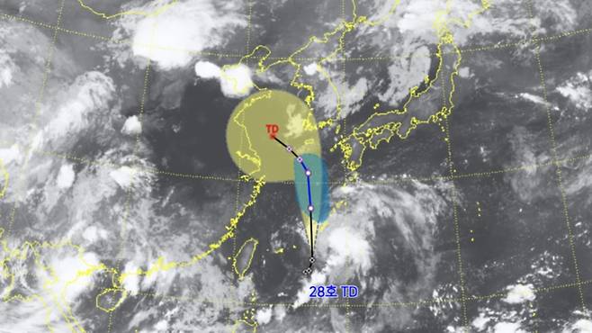 제28호 열대저압부 예상 이동경로