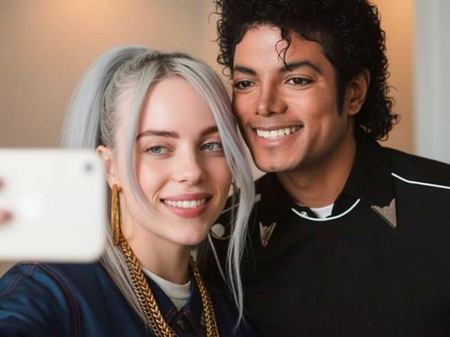 나노 바나나(nano-banana)로 생성한 팝스타 빌리 아일리시와 마이클 잭슨 이미지