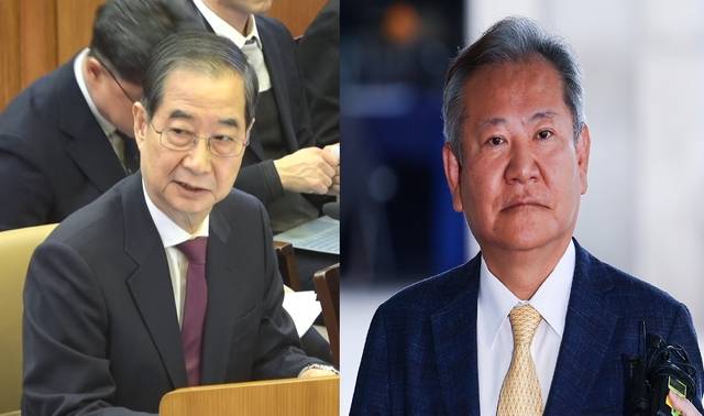 한덕수(왼쪽) 전 국무총리와 이상민 전 행정안전부 장관. 연합뉴스