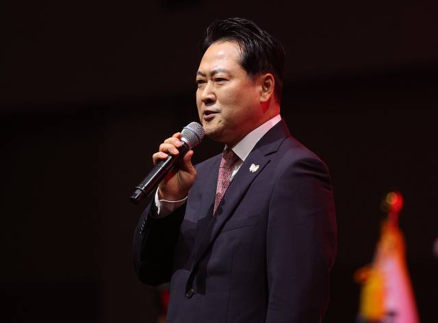 장동혁 국민의힘 당대표 후보가 지난 8일 대구 북구 엑스코에서 열린 국민의힘 제6차 전당대회 대구·경북 합동연설회에서 정견 발표를 하고 있다. 연합뉴스