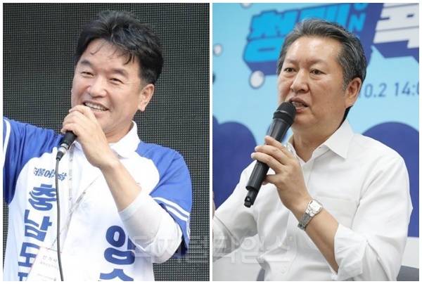 문진석(왼쪽) 더불어민주당 원내 운영수석부대표와 정청래 민주당 대표. [디지털타임스 DB, 연합뉴스]