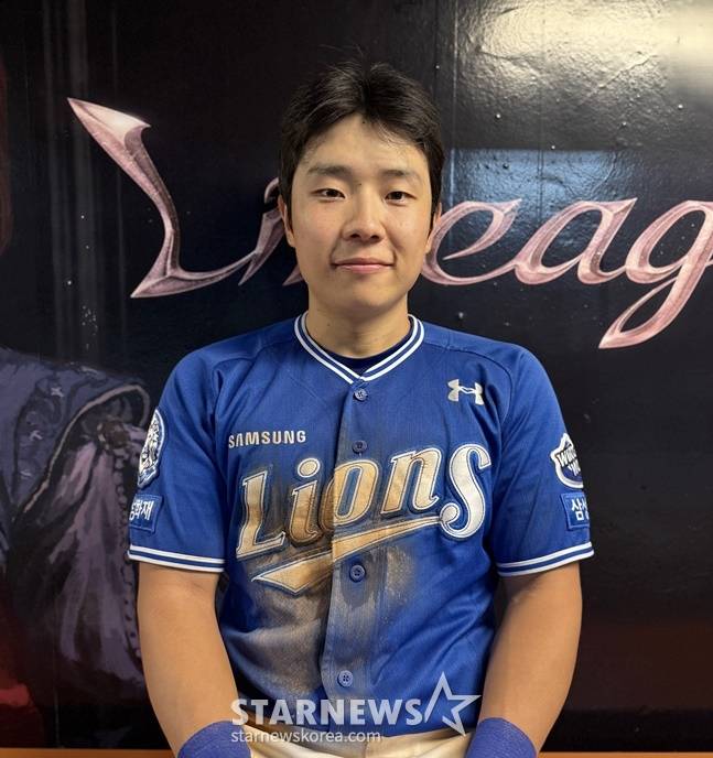 삼성 김지찬이 19일 창원 NC전 승리 후 스타뉴스와 인터뷰를 하고 있다. /사진=양정웅 기자