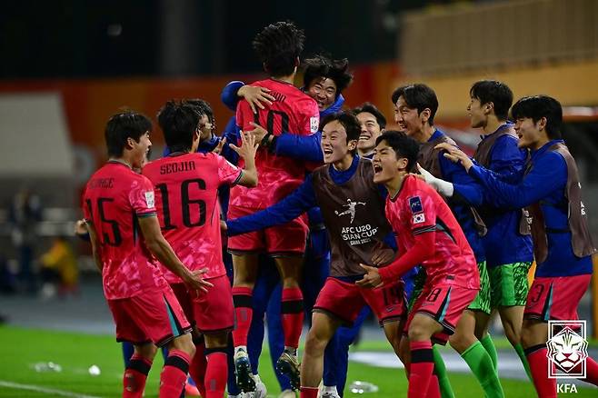 U20 아시안컵에서 득점 후 기뻐하는 선수들(대한축구협회 제공)