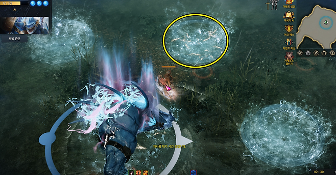 ▲ 진짜 꼬리가 나오는 웅덩이에 전격 이펙트가 보인다