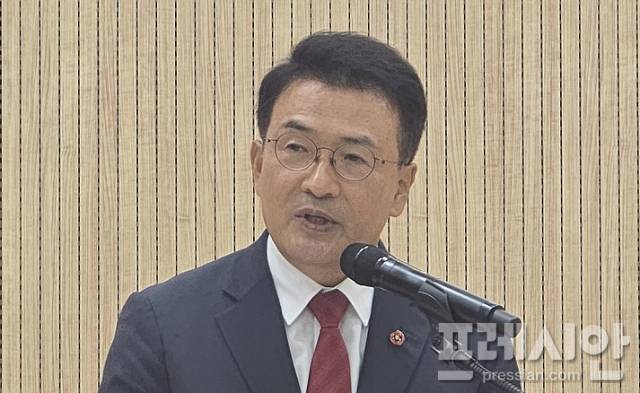 ▲취임사하는 국민의힘 신임 고기철 제주도당 위원장.ⓒ프레시안