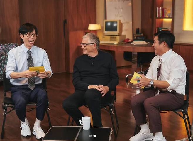 왼쪽부터 유재석, 빌 게이츠, 조세호 /사진=tvN '유 퀴즈 온 더 블럭'