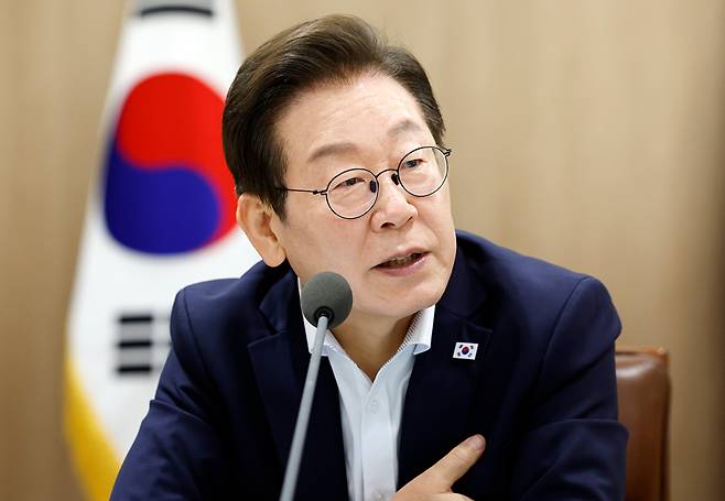 이재명 대통령이 22일 용산 대통령실에서 제1회 국가과학기술자문회의 전원회의를 하고 있다. 2025.8.22 [대통령실통신사진기자단] [사진=연합뉴스]