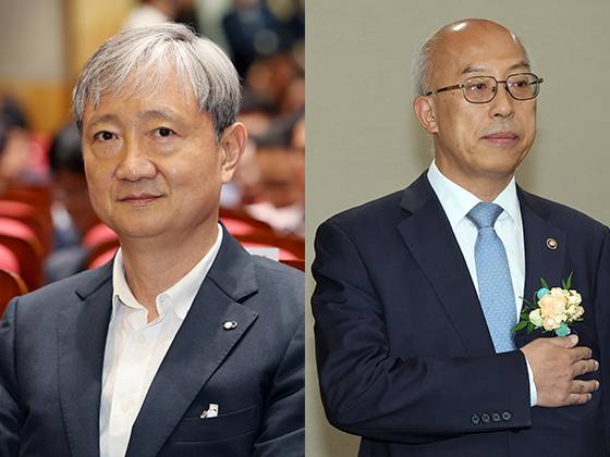 이찬진 금융감독원장(왼쪽)과 조원철 법제처장. 연합뉴스