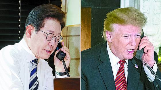 A composite photo of President Lee Jae Myung, left, and U.S. President Donald Trump. [EPA/YONHAP]