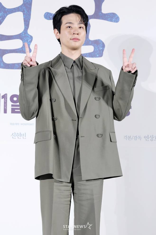 배우 박정민이 22일 서울 광진구 롯데시네마 건대입구에서 진행된 영화 '얼굴(감독 연상호)' 제작보고회에 참석해 포즈를 취하고 있다. /2025.08.22 /사진=김휘선 hwijpg@