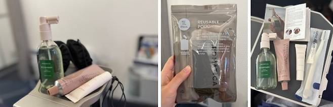 그 어떤 대형 항공사 어메니티보다 더 알찬 구성을 자랑하는 와이드 프리미엄 어메니티 / 사진=홍지연 여행+ 기자