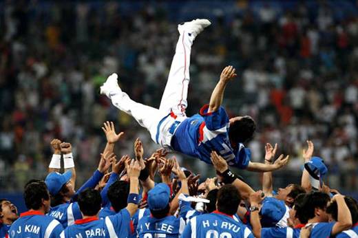 대한민국 야구 대표팀은 9전9승이라는 놀라운 기록을 세웠다. 사진은 2008년 8월23일 베이징 올림픽에서 금메달을 획득한 한국 야구 대표팀의 모습. /사진=베이징 올림픽 공식 홈페이지 캡처
