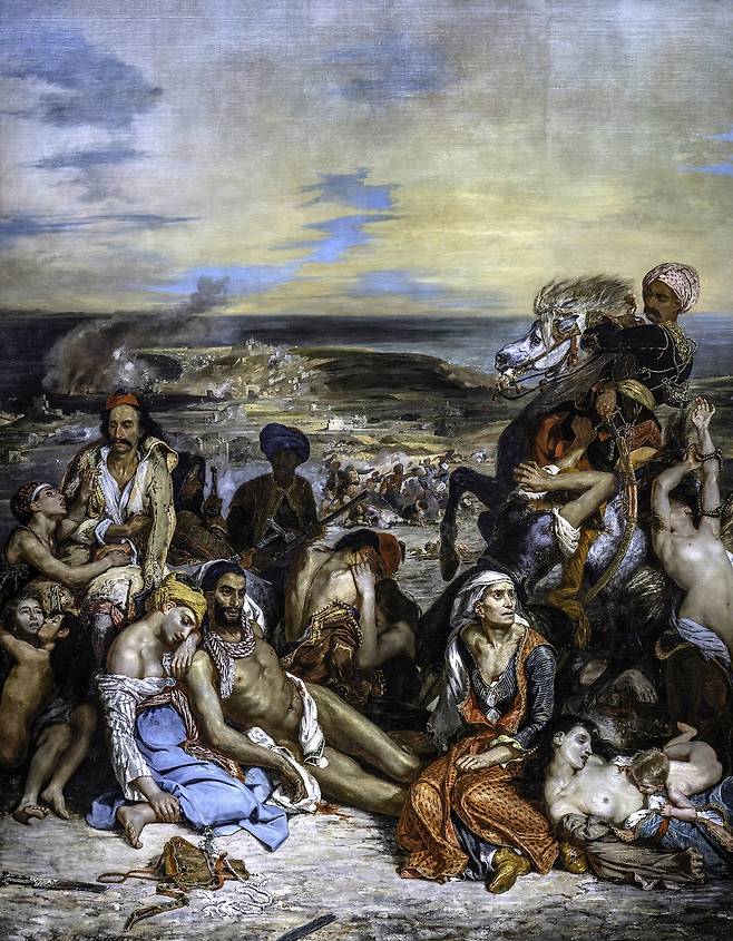 외젠 들라크루아, 히오스섬의 학살, 1824, 캔버스에 유채, 354x419cm, 루브르 박물관