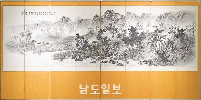 작가미상 '8폭 병풍'(320㎝, 한지에 수묵채색, 1992)