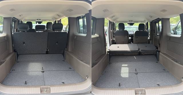 PV5 패신저 모델의 트렁크 모습. 2열을 접으면(오른쪽) 최대 2310ℓ까지 트렁크 용량이 확장된다. 임주희 기자