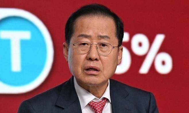 지난 4월 서울 강서구에서 열린 국민의힘 제21대 대통령 후보자 경선 토론회에서 홍준표 후보가 발언하고 있다. 국회사진기자단