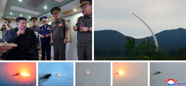 북한 미사일총국은 지난 23일 김정은 국무위원장이 참관한 가운데 성능을 개량한 두 종류의 신형 지대공(반항공) 미사일의 전투적 성능검열을 위하여 각이한 목표들에 대한 사격을 진행했다고 조선중앙통신이 24일 보도했다. 연합뉴스