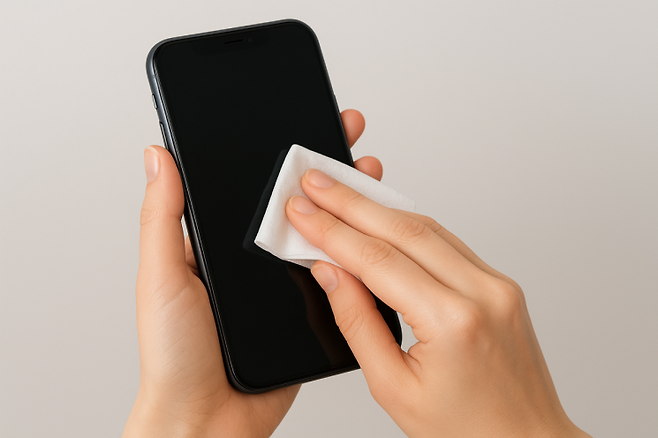 휴대전화를 잘못된 방식으로 청소하면 기기에 점진적인 손상을 가할 수 있다는 경고가 나왔다. 사진은 기사의 이해를 돕기 위해 AI로 생성한 이미지. ChatGPT