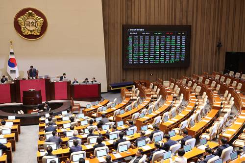 5일 국회 본회의에서 '더 센' 상법 개정안이 여당 주도로 통과되고 있다. (사진=연합뉴스)