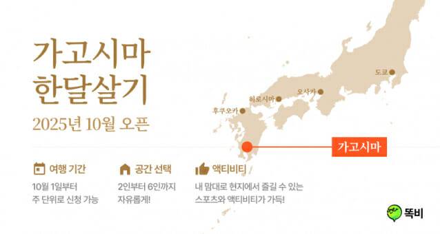 ‘똑비’, 가고시마 한달살기 상품
