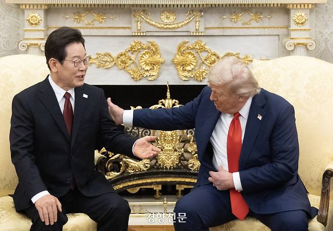 이재명 대통령과 도널드 트럼프 미국 대통령이 25일(현지시간) 미국 워싱턴DC 백악관에서 정상회담을 하고 있다. 2025.08.25 김창길 기자