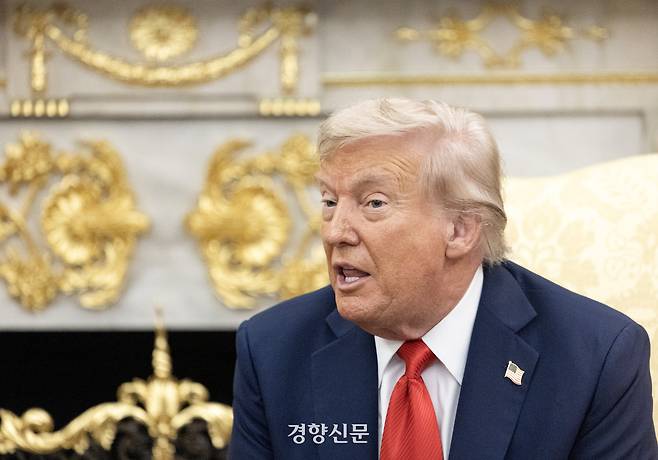 도널드 트럼프 미국 대통령이 25일(현지시간) 미국 워싱턴DC 백악관에서 이재명 대통령과 정상회담을 하고 있다. 2025.08.25 김창길 기자